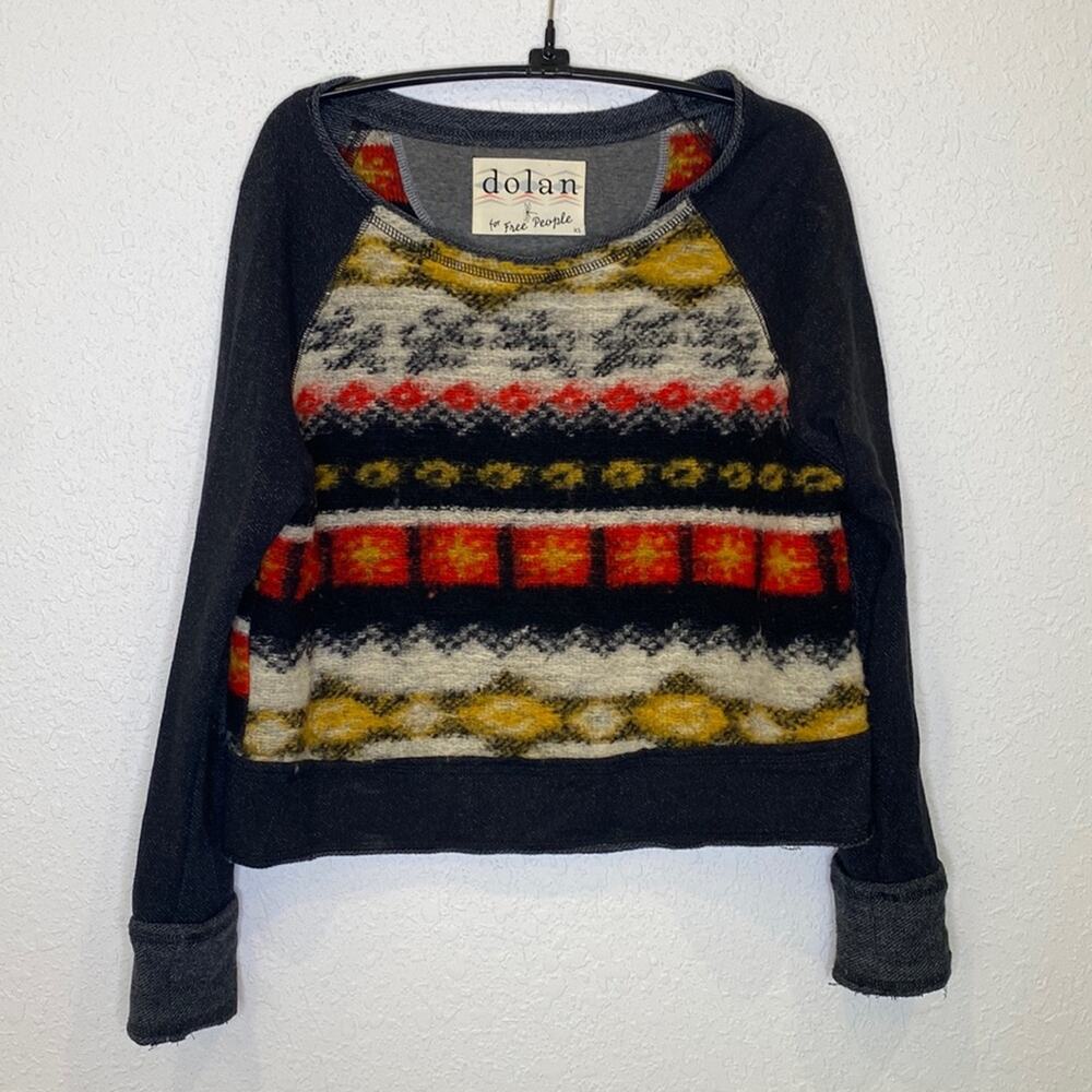 Dolan For Free People Heavy Knit Pieced Pullover Scoop Neck Sweater EUC Sz XS